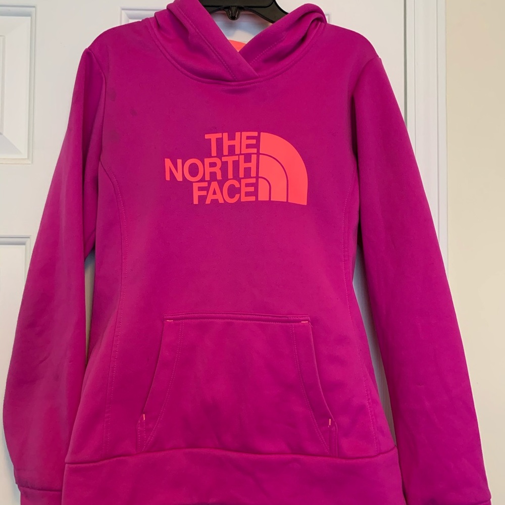 Pink and Orange North Face Hoodie